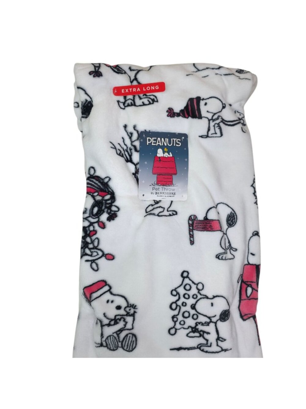 Peanuts Snoopy Extra Long Plush Pet Throw Blanket 60x70" Berkshire Holiday Pink